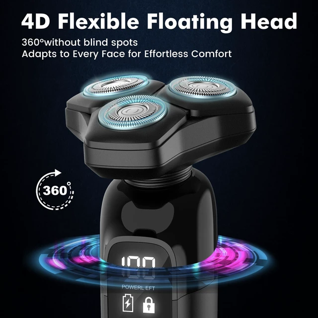 Alt view image 7 of 7 - Electric Razor for Men Flynth 3-in-1 Cordless Shaver 3-Blade Rotary Shavers Wet/Dry for Beard Nose & Face, IPX7 Waterproof Fast Charge Travel Trimmer Grooming Set