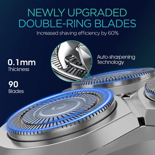 Alt view image 4 of 7 - VOYOR Electric Razor for Men - 5D Floating Shavers for Men Wet Dry, Green | Magnetic Electric Shaver Rechargeable Face Shaver LED Display IPX6 Waterproof Mens Rotary Razors for Shaving Face TX500
