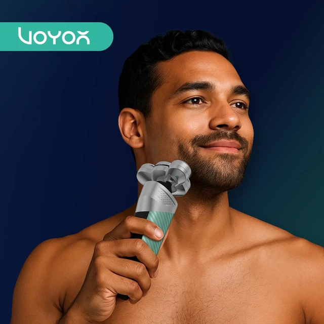 Alt view image 7 of 7 - VOYOR Electric Razor for Men - 5D Floating Shavers for Men Wet Dry, Green | Magnetic Electric Shaver Rechargeable Face Shaver LED Display IPX6 Waterproof Mens Rotary Razors for Shaving Face TX500