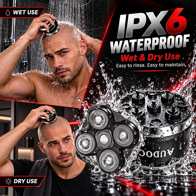 Alt view image 3 of 6 - Head Shavers for Bald Men with 2 Magnetic Detachable Heads(1 Extra) | Electric Shavers for Men,Waterproof Wet/Dry Rotary Shaver, LED Display,Long Battery Life, Dual-Speed Power,Gifts for Men