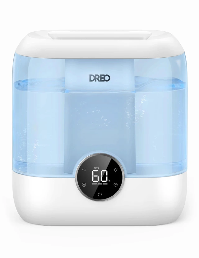 Main image of DREO Humidifiers for Bedroom, 6L Top Fill Supersized Cool Mist Humidifier for Large Room, 60 Hour Runtime, Quiet Ultrasonic Humidifiers for Plants, Baby, Indoor, Home, Night Light, Blue