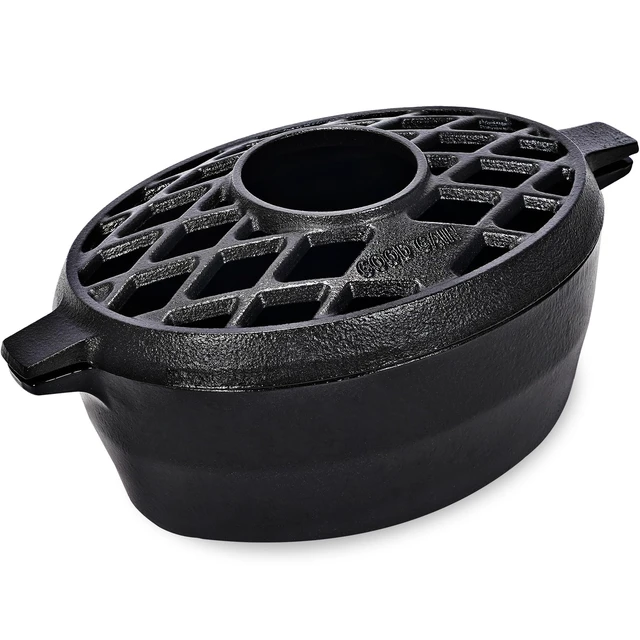 Main image of GOOD GAIN Wood Stove Steamer Cast Iron,Fireplace Humidifier,2.5Qt,Black | Matte Black Finish, Rust Resistant, Lattice Top,Wood Burning Stove Indoor Decorative.