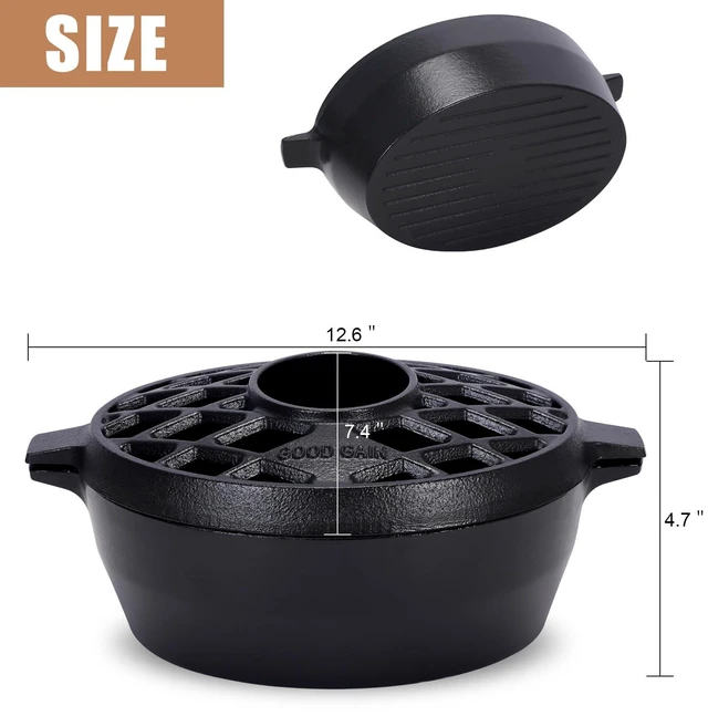 Alt view image 3 of 7 - GOOD GAIN Wood Stove Steamer Cast Iron,Fireplace Humidifier,2.5Qt,Black | Matte Black Finish, Rust Resistant, Lattice Top,Wood Burning Stove Indoor Decorative.