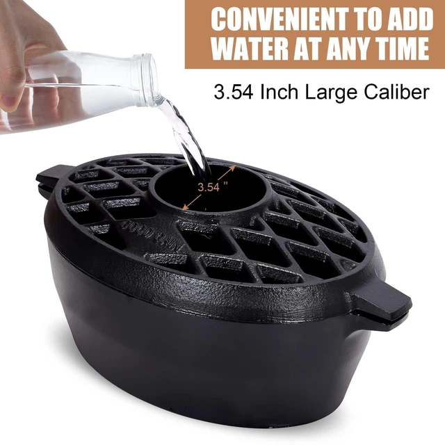 Alt view image 4 of 7 - GOOD GAIN Wood Stove Steamer Cast Iron,Fireplace Humidifier,2.5Qt,Black | Matte Black Finish, Rust Resistant, Lattice Top,Wood Burning Stove Indoor Decorative.