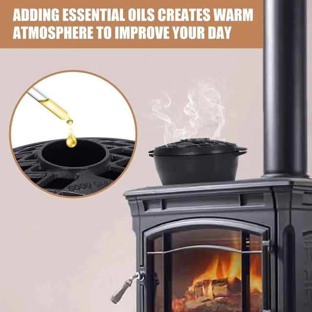 Alt view image 7 of 7 - GOOD GAIN Wood Stove Steamer Cast Iron,Fireplace Humidifier,2.5Qt,Black | Matte Black Finish, Rust Resistant, Lattice Top,Wood Burning Stove Indoor Decorative.