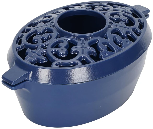Main image of Zettfuly Wood Stove Steamer Humidifier, 2.5 Quart Cast Iron Pot (Blue) | with Porcelain Enamel Coating & Lattice Top, Rust Resistant, Decorative Humidifier for Fireplace, Home Indoor Use
