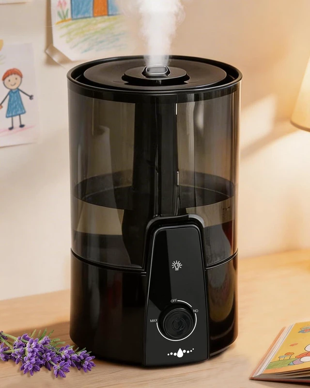 Main image of Cool Mist Humidifier,Humidifiers for Bedroom, 1.06Gal(4L) Dishwasher Safe Design Easy to Clean,Whisper-Quiet Operation, Nightlight & Auto Shut-Off,Black