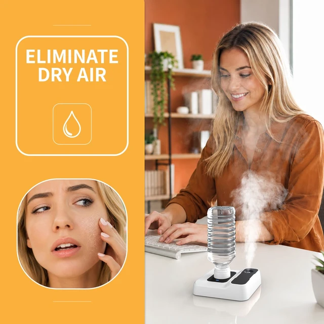 Alt view image 3 of 7 - MIFMIA Travel Humidifier Rechargeable Portable Humidifier for Bedroom, Hotel Room, Desk & Plants, Personal Mini Humidifier Whisper-Quiet 23dB, Auto Shut-Off, Night Light, BPA-Free