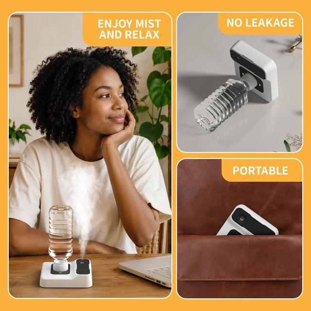 Alt view image 6 of 7 - MIFMIA Travel Humidifier Rechargeable Portable Humidifier for Bedroom, Hotel Room, Desk & Plants, Personal Mini Humidifier Whisper-Quiet 23dB, Auto Shut-Off, Night Light, BPA-Free
