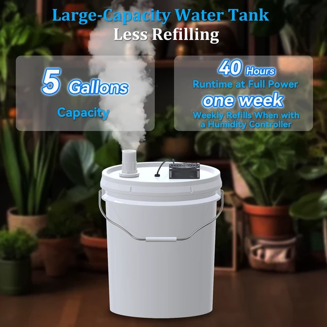 Alt view image 4 of 7 - 19L Large DIY Humidifier Kit for Plants & Mushrooms (2-Fogger, Double Mist) | Ideal for Grow Tent, Greenhouse, Terrarium | Turns a 5 Gallon Bucket into Cool Mist Humidifier, Extendable Hose