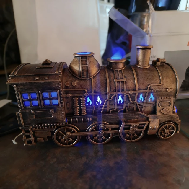 Alt view image 3 of 7 - 300ml Train Diffusers for Essential Oils, Cool Mist Aromatherapy Humidifier with Dual Nozzles, Quiet Vintage Steam Train Design, 2/8H Timer, for Bedroom, Office, Desktop, Christmas Gift