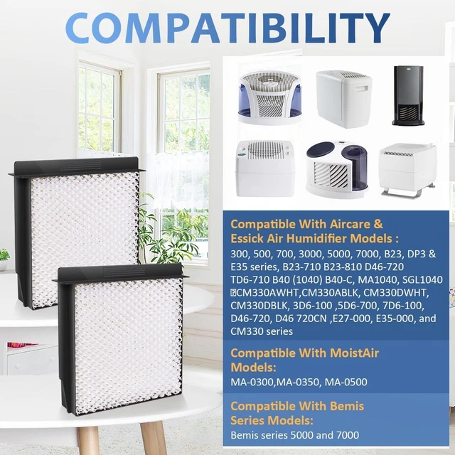 Alt view image 4 of 7 - 1040 Replacement Wick for AIRCARE Essick Air B40 B40-C Humidifier | Replaces 3D6100 5D6700 76D100 CM330ABLK CM330AWHT CM330DBLK CM330DWHT D46720 E35000 E27000 MA0300 MA0500-4 Pack