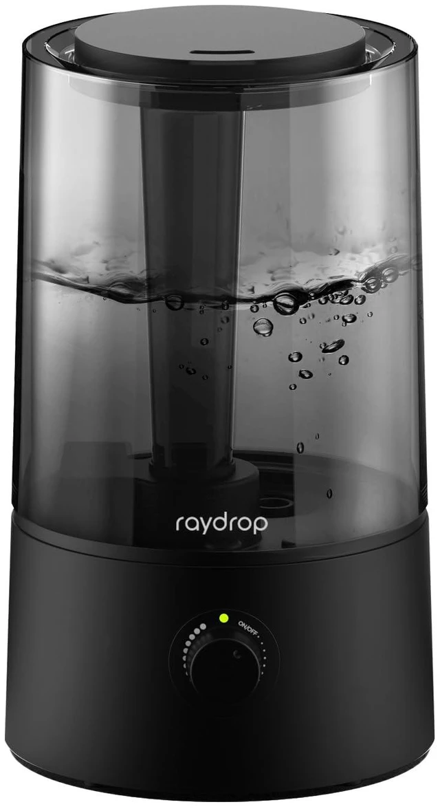 Main image of raydrop Humidifiers for Bedroom, Humidifiers for Home & Large Room, Cool Mist Humidfiers for Baby and Plant, Adjustable Mist Level, Auto Shut-Off, Black, 4.0L