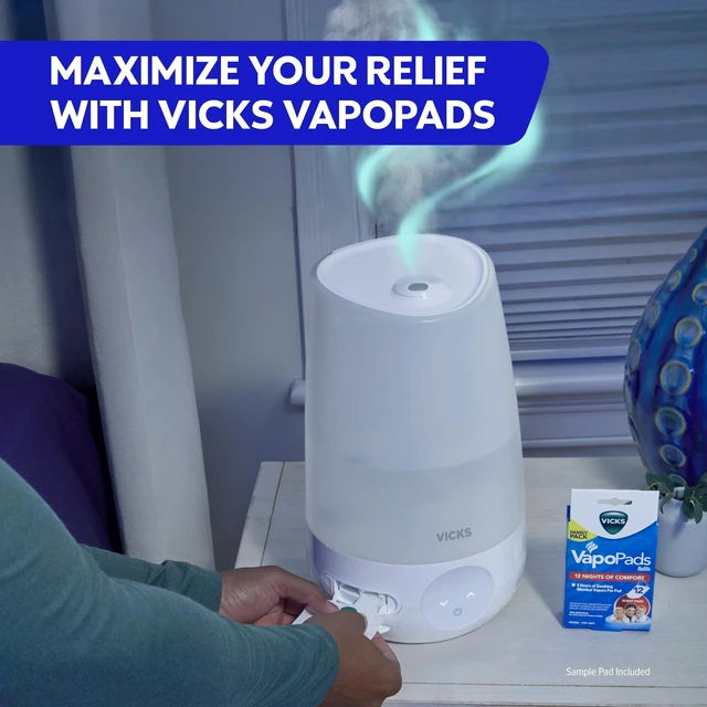 Alt view image 5 of 7 - Vicks Filter-Free Plus Cool Mist Humidifier for Medium Rooms, 1.2 Gal Tank | Filter-free cool mist ultrasonic humidifier for baby, kids, and adult rooms, works with Vicks VapoPads