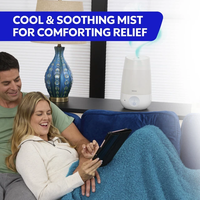 Alt view image 4 of 7 - Vicks Filter-Free Plus Cool Mist Humidifier for Medium Rooms, 1.2 Gal Tank | Filter-free cool mist ultrasonic humidifier for baby, kids, and adult rooms, works with Vicks VapoPads