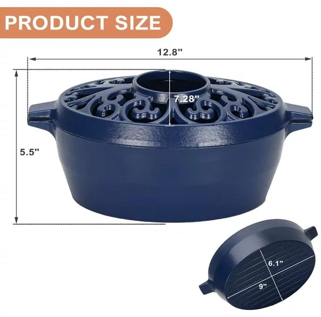 Alt view image 2 of 7 - GoCampDirect Wood Stove Steamer - 2.5 Quart Wood Stove Humidifier, Blue | Full Porcelain Enamel, Rust Resistant, Coated Cast Iron humidifier, Matte Black Finish with Lattice Top