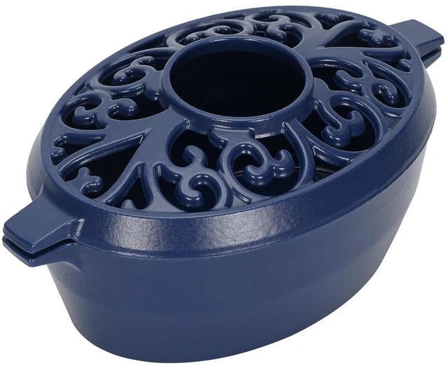 Main image of GoCampDirect Wood Stove Steamer - 2.5 Quart Wood Stove Humidifier, Blue | Full Porcelain Enamel, Rust Resistant, Coated Cast Iron humidifier, Matte Black Finish with Lattice Top