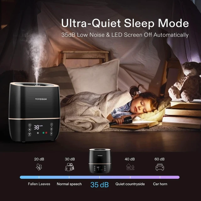 Alt view image 4 of 7 - VIVOSUN 2-in-1 Warm and Cool Mist Humidifier, 5L Indoor Ultrasonic Air Humidifier with Essential Oil Tray for Bedrooms, Plants, Offices and Babies