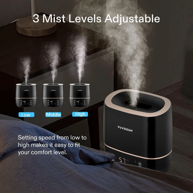 Alt view image 5 of 7 - VIVOSUN 2-in-1 Warm and Cool Mist Humidifier, 5L Indoor Ultrasonic Air Humidifier with Essential Oil Tray for Bedrooms, Plants, Offices and Babies
