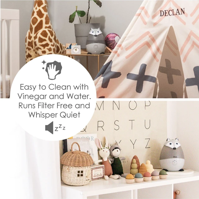 Alt view image 5 of 7 - Crane Ultrasonic Cool Mist Animal Humidifier for Kids' Bedroom & Nursery, Adjustable 0.5 Gallon, Auto Shut-Off Silver Fox 0.5 Gallon Grey