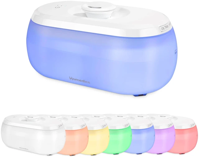 Main image of Homedics Ultrasonic Humidifier with Visible Cool Mist 0.5-Gal Top-Fill Tank | 3 Mist Settings, 360° Nozzle, 7-Color Night-Light, Aromatherapy Tray, Auto Shutoff, Filter-Free, Medium Rooms