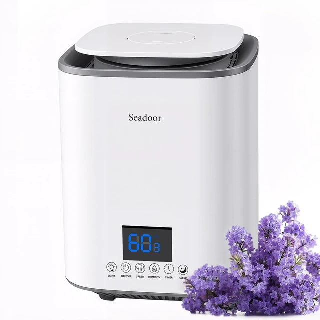 Main image of Seadoor Humidifier for Bedroom, 3L Ultrasonic Cool Mist | 360° Nozzle, Small & Easy to Clean, with Sleep Mode, Timer, Night Light & 3 Mist Levels - for Home, Room, Office & Plants
