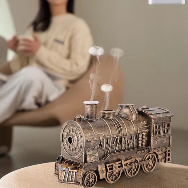 Alt view image 5 of 6 - Train Humidifier Diffuser,300ml Retro Steam Train Humidifier Dual Mist Outlets,Cool Mist Diffuser Train Design to Improve Air for Bedroom Office Desktop (Bronze+Remote Control)