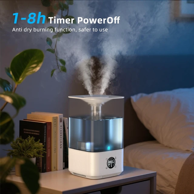 Alt view image 4 of 7 - PKBD 6L Cool Mist Humidifiers for Bedroom, 3-level Adjustable Mist Modes | with 4 Timer Options, Top-Fill & Easy to Clean, Multi-color Night Light, Wide Coverage Quick Humidification, White