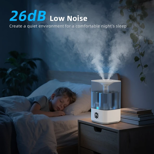 Alt view image 6 of 7 - PKBD 6L Cool Mist Humidifiers for Bedroom, 3-level Adjustable Mist Modes | with 4 Timer Options, Top-Fill & Easy to Clean, Multi-color Night Light, Wide Coverage Quick Humidification, White