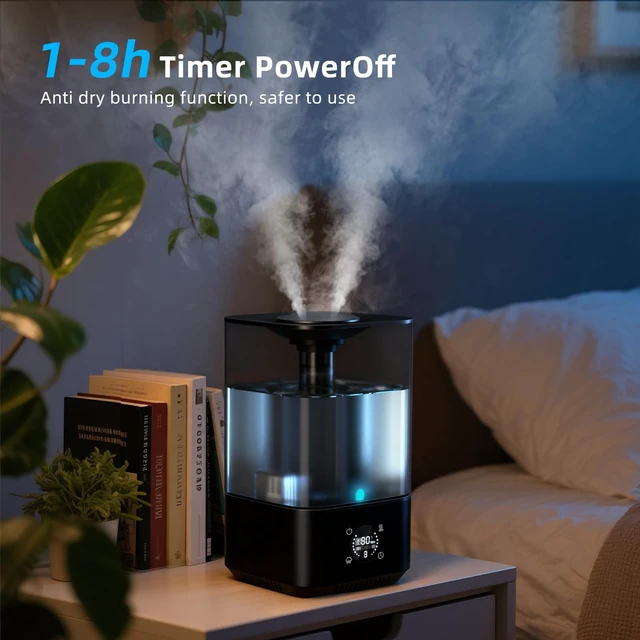 Alt view image 4 of 7 - PKBD 6L Cool Mist Humidifiers for Bedroom, 3-level Adjustable Mist Modes | with 4 Timer Options, Top-Fill & Easy to Clean, Multi-color Night Light, Wide Coverage Quick Humidification, Black