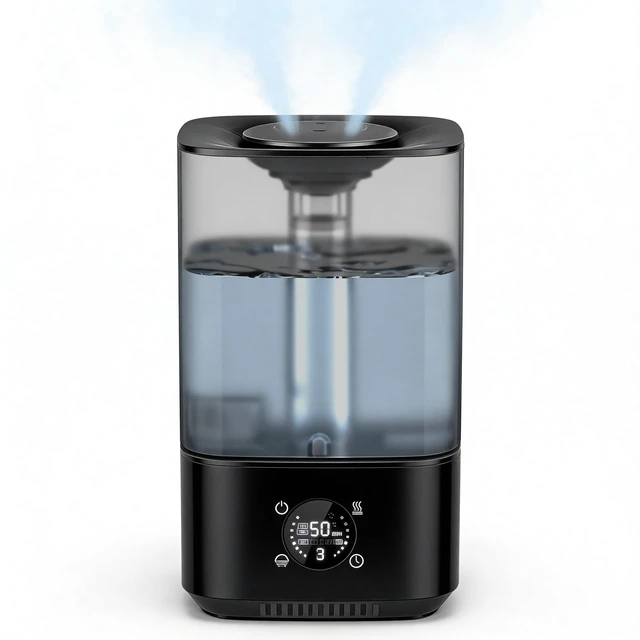Main image of PKBD 6L Cool Mist Humidifiers for Bedroom, 3-level Adjustable Mist Modes | with 4 Timer Options, Top-Fill & Easy to Clean, Multi-color Night Light, Wide Coverage Quick Humidification, Black