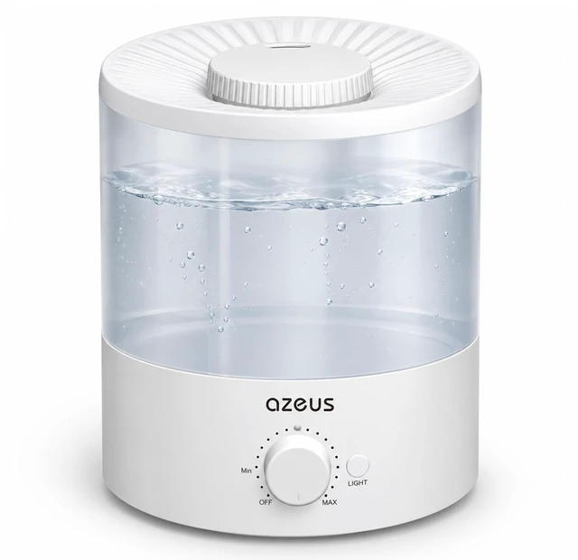 Main image of AZEUS 1.5L Cool Mist Humidifier, Quiet with 7-Color Night Light | 1.5L Tank, Quiet Cool Mist, 7-Color Night Light, Adjustable Mist Control, Auto Shut-Off, Low Power Design