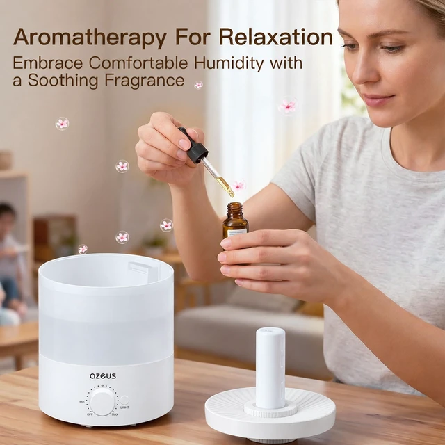Alt view image 7 of 7 - AZEUS 1.5L Cool Mist Humidifier, Quiet with 7-Color Night Light | 1.5L Tank, Quiet Cool Mist, 7-Color Night Light, Adjustable Mist Control, Auto Shut-Off, Low Power Design