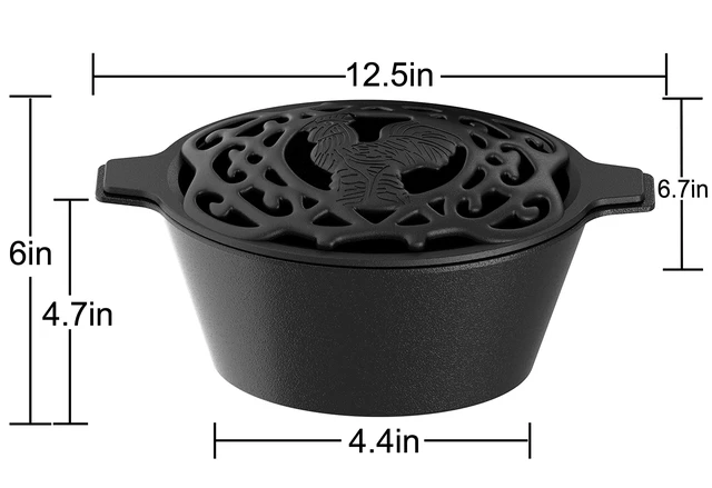 Alt view image 5 of 7 - Fire Beauty Cast Iron Wood Stove Humidifier, Evaporative Kettle Chicken | No Electricity No Filter; 2.3Qt Capacity; Cast Iron; Lattice Lid; Aromatherapy; Anti-Rust; Fits Wood Gas Stoves; Dual Handles