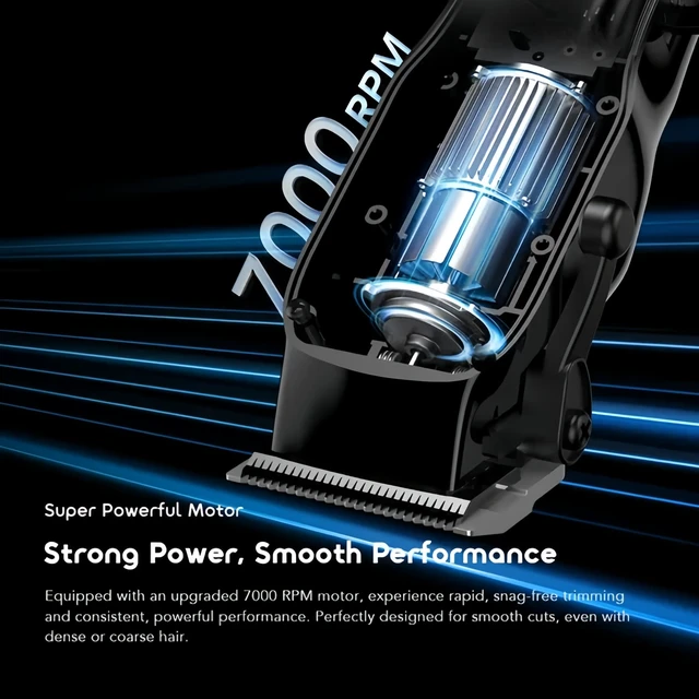 Alt view image 4 of 7 - Oraimo Hair Clippers for Men, Precision T-Blade, Cordless Hair Cutting Kit | 7000 RPM Powerful Motor, 150-Min Runtime, 4 Guide Combs, USB-C Charging, Easy Self-Haircuts