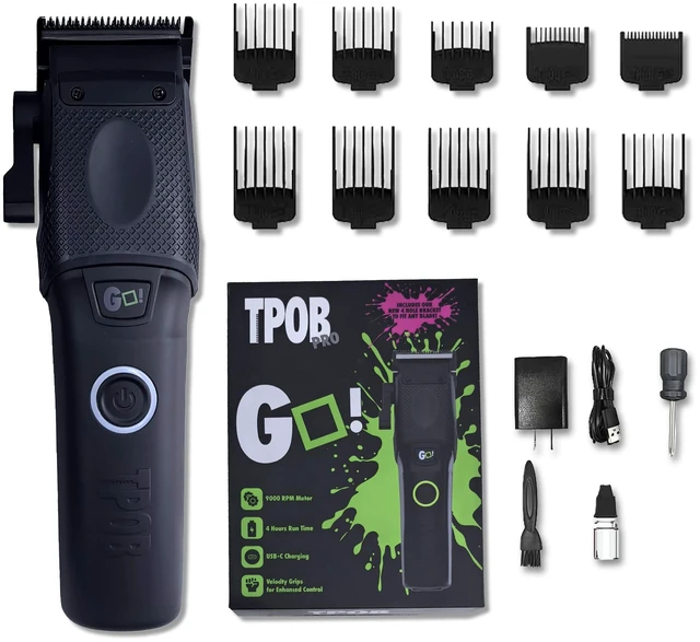Main image of TPOB GO Professional Barber Hair Clippers for Men - 7000-9000 RPM TORQ Motor with Instant Boost, Graphene Architek Blade, Cordless Hair Cutting Machine with 5-Click Lever & 4-Hour Battery (Black)