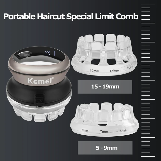 Alt view image 4 of 7 - KEMEI Hair Clipper for Men Automatic Circular Hair Trimmer Self-Haircut Kit | Professional Hair Clippers with LED Display, 360-Degree Rotating Head, Travel Lock, KM-887 Silvery