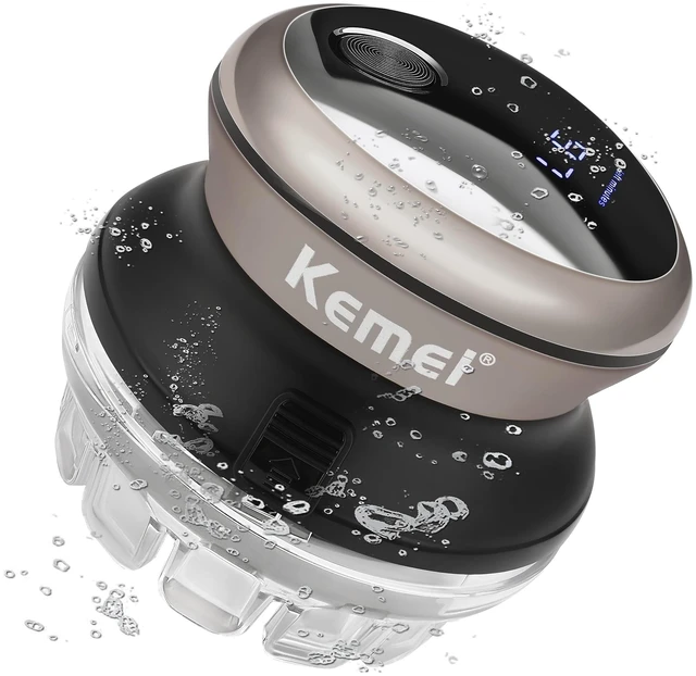 Main image of KEMEI Hair Clipper for Men Automatic Circular Hair Trimmer Self-Haircut Kit | Professional Hair Clippers with LED Display, 360-Degree Rotating Head, Travel Lock, KM-887 Silvery