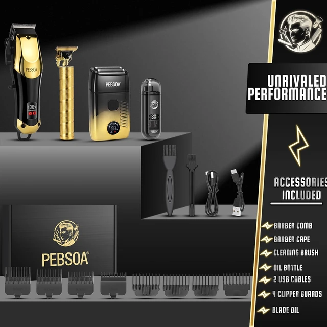Alt view image 6 of 7 - pebsoa Hair Clippers for Men, 4-in-1 Cordless Grooming Kit with Trimmer | 4-in-1 grooming kit with hair clipper, T-blade trimmer, dual foil shaver and nose trimmer for complete home grooming