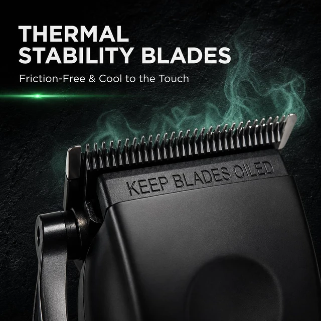 Alt view image 3 of 7 - VALLNEI® Professional Hair Clippers for Men, Clipper & Trimmer Set, G-Power | 7000RPM Cordless Clipper and Trimmer Set, Coated Blades, Signature Green LED Display & Glowing Interface, Black