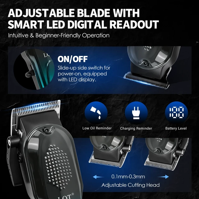 Alt view image 3 of 7 - LQT Hair Clippers for Men Professional, 4-in-1 Cordless Barber Kit with Hair Clipper, Detail Trimmer, Foil Shaver and Nose Trimmer, Digital Display, Guide Combs, Scissors and Cape