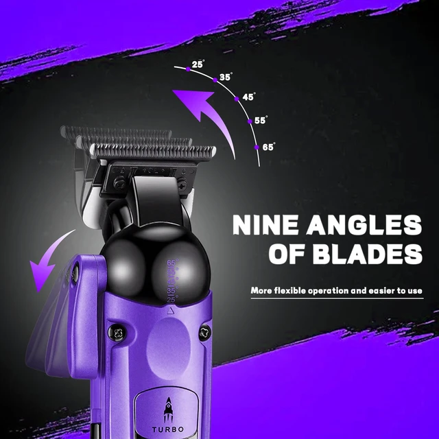 Alt view image 2 of 7 - VGR 274 Professional Hair Trimmer for Men with T-Blade, Purple | 7000 RPM; 1500mAh battery; 140min runtime; ceramic blade; 5 guide combs; cleaning brush; charging cable