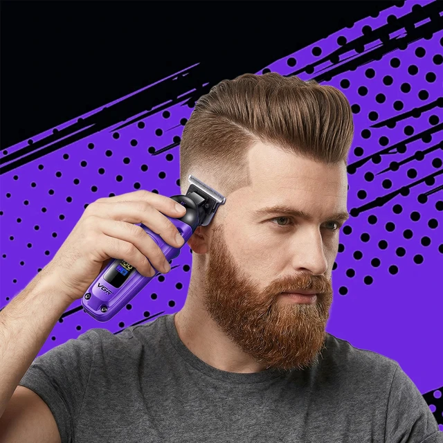 Alt view image 7 of 7 - VGR 274 Professional Hair Trimmer for Men with T-Blade, Purple | 7000 RPM; 1500mAh battery; 140min runtime; ceramic blade; 5 guide combs; cleaning brush; charging cable