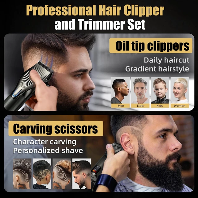 Alt view image 2 of 7 - KIKIDO Professional Hair Clippers for Men,USB Rechargeable Hair Trimmer,Men's Grooming Kit for Hair, Face, Beard, for Barbers Shop & Home Use