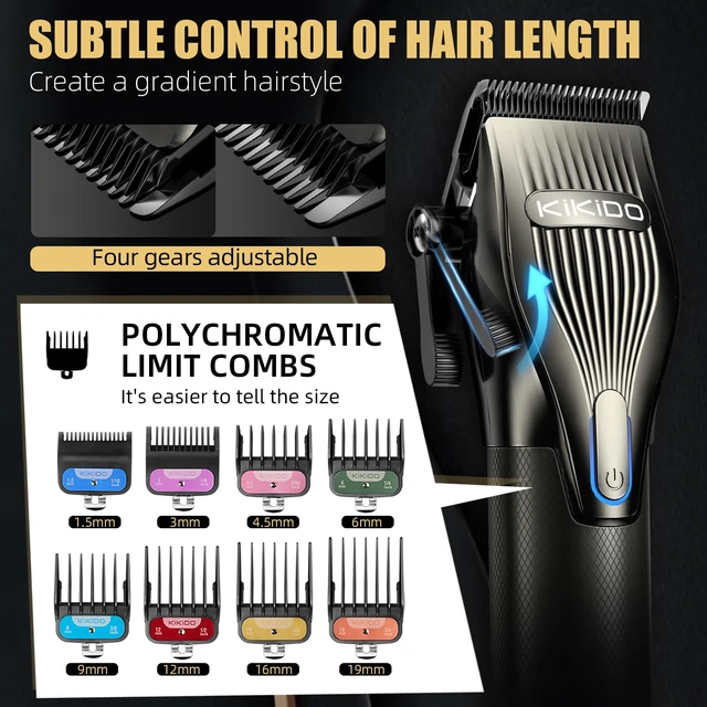 Alt view image 3 of 7 - KIKIDO Professional Hair Clippers for Men,USB Rechargeable Hair Trimmer,Men's Grooming Kit for Hair, Face, Beard, for Barbers Shop & Home Use