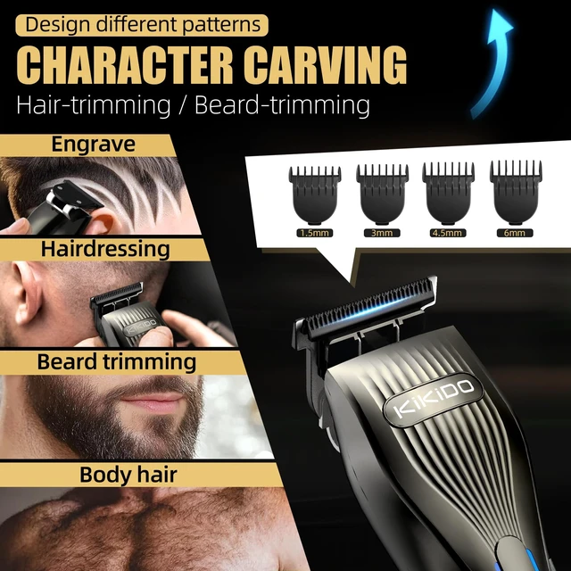Alt view image 4 of 7 - KIKIDO Professional Hair Clippers for Men,USB Rechargeable Hair Trimmer,Men's Grooming Kit for Hair, Face, Beard, for Barbers Shop & Home Use