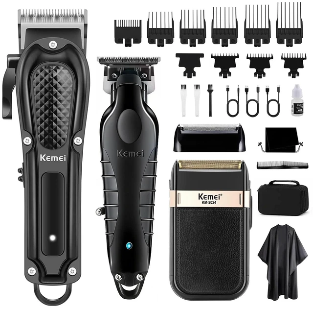 Main image of KEMEI Trimmers Cordless Hair Clippers for Men, Hair Cutting Kit | Barber Clipper T-Blade Beard Trimmer Foil Shaver Set, Rechargeable Electric Fade Clipper , KM-1071, KM-PG2299, KM-2024