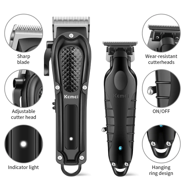 Alt view image 2 of 7 - KEMEI Trimmers Cordless Hair Clippers for Men, Hair Cutting Kit | Barber Clipper T-Blade Beard Trimmer Foil Shaver Set, Rechargeable Electric Fade Clipper , KM-1071, KM-PG2299, KM-2024