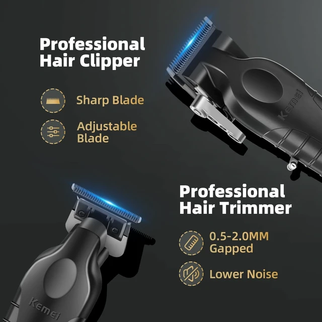Alt view image 2 of 7 - KEMEI Professional Hair Clippers, Beard Trimmers, Electric Shaver Set for Men, Cordless Barber Clipper Beard Trimmer, Rechargeable Fade Clipper Haircutting Kit