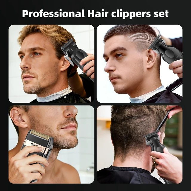 Alt view image 7 of 7 - KEMEI Professional Hair Clippers, Beard Trimmers, Electric Shaver Set for Men, Cordless Barber Clipper Beard Trimmer, Rechargeable Fade Clipper Haircutting Kit